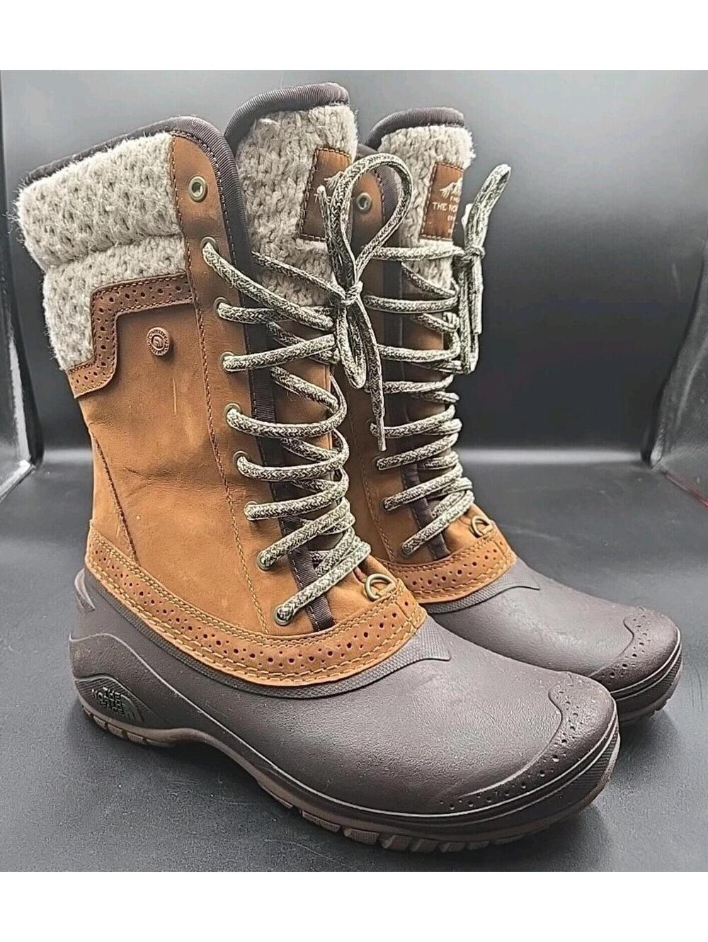 The North Face Boots Shellista II Mid Womens 8 Insulated Winter Snow Boot Brown